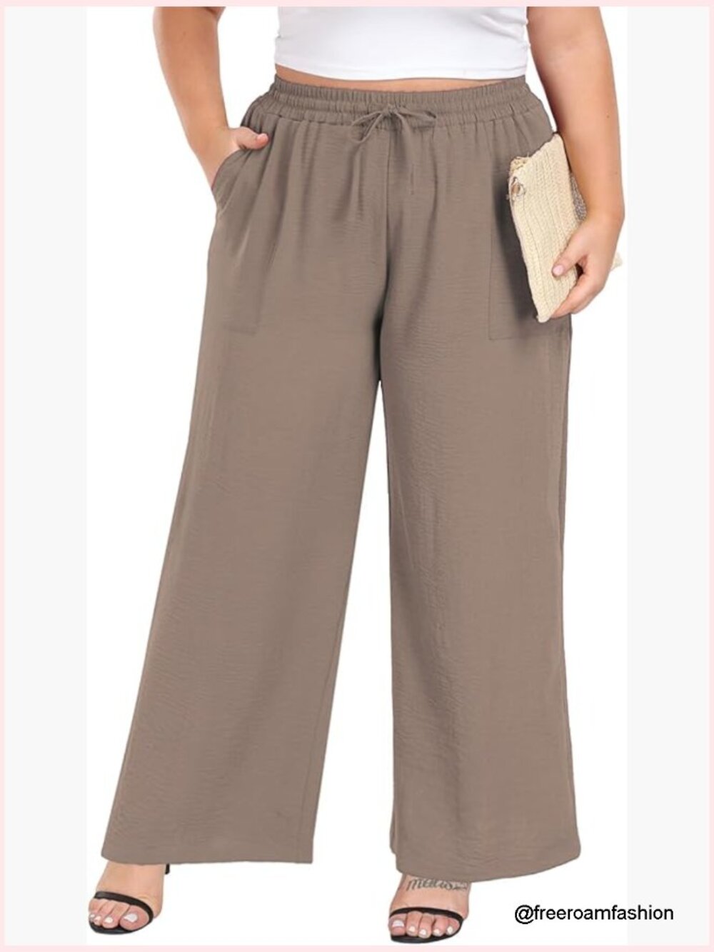 Plus Size High Waist Wide Leg Palazzo Pants with Pockets